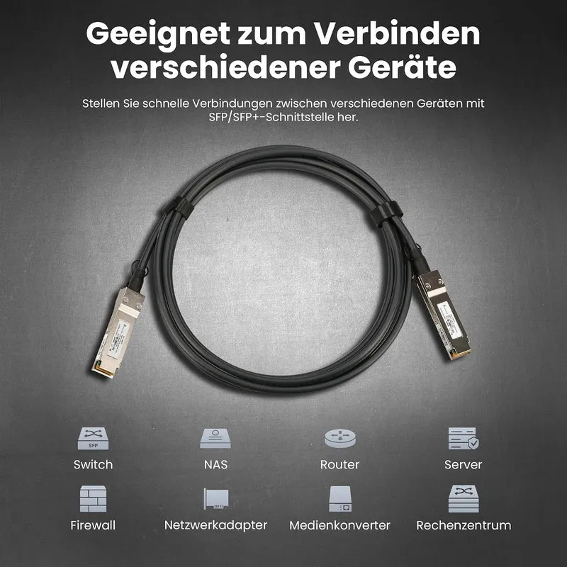 Extralink DAC QSFP+ Kabel 3m – Passives Twinax Kabel 40Gbit, QSFP+ zu QSFP+, MSA kompatibel, für Ubi