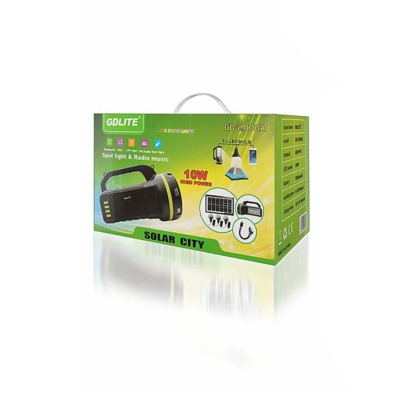 Verna multi-function solar flashlight, 6in1, powerbank, solar panel, lamp, LED lights, speaker+radio, Tur000008