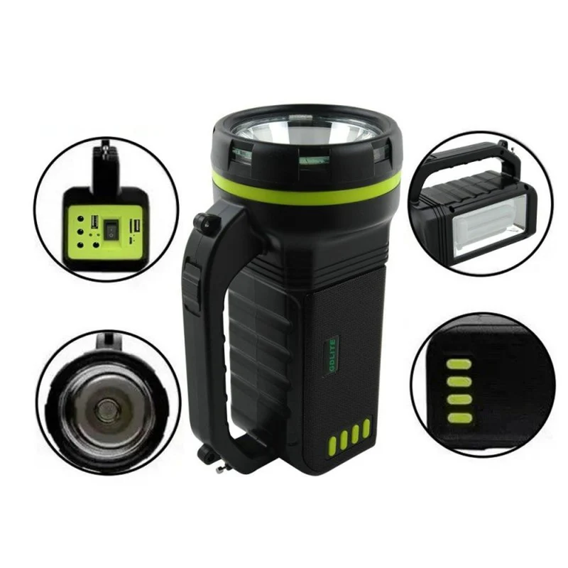 Verna multi-function solar flashlight, 6in1, powerbank, solar panel, lamp, LED lights, speaker+radio, Tur000008