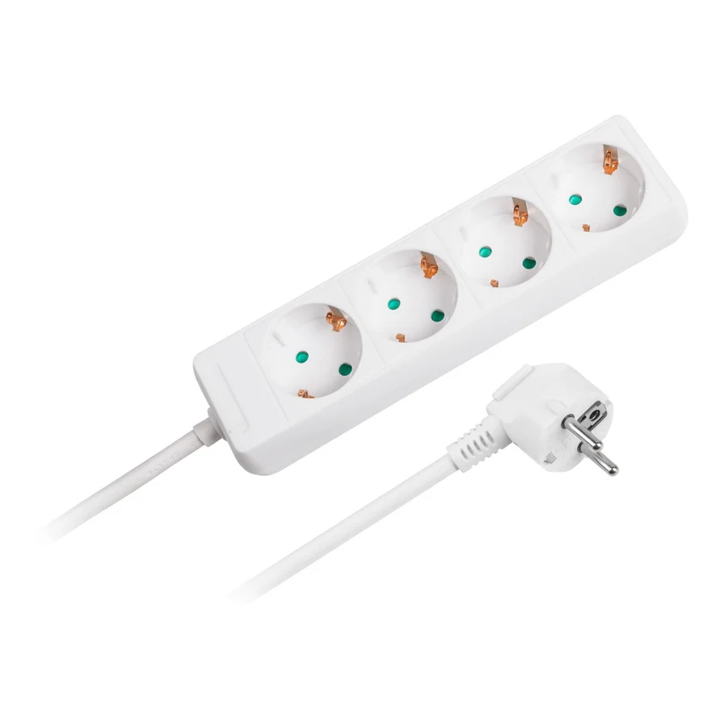 Rebel white extension cable 4 sockets German type, length 1.5m (3x1.0) without switch