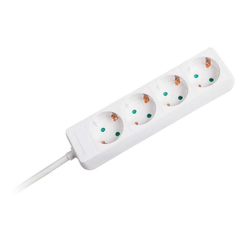 Rebel white extension cable 4 sockets German type, length 1.5m (3x1.0) without switch