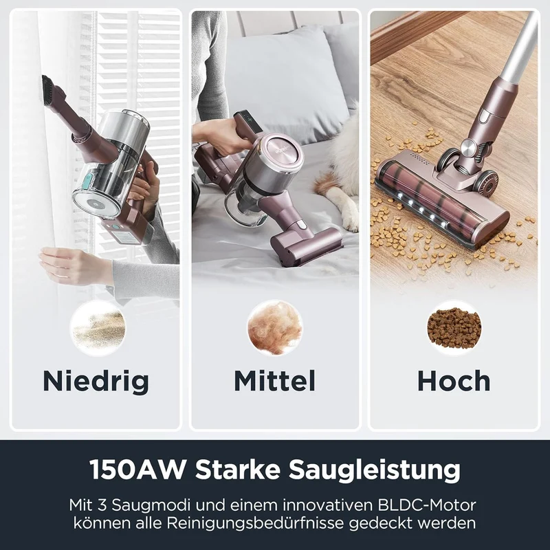 Eureka AK10 Pro Leichter Akku Staubsauger, 29000pa Kabelloser Staubsauger Leistungsstarker 60min Lau