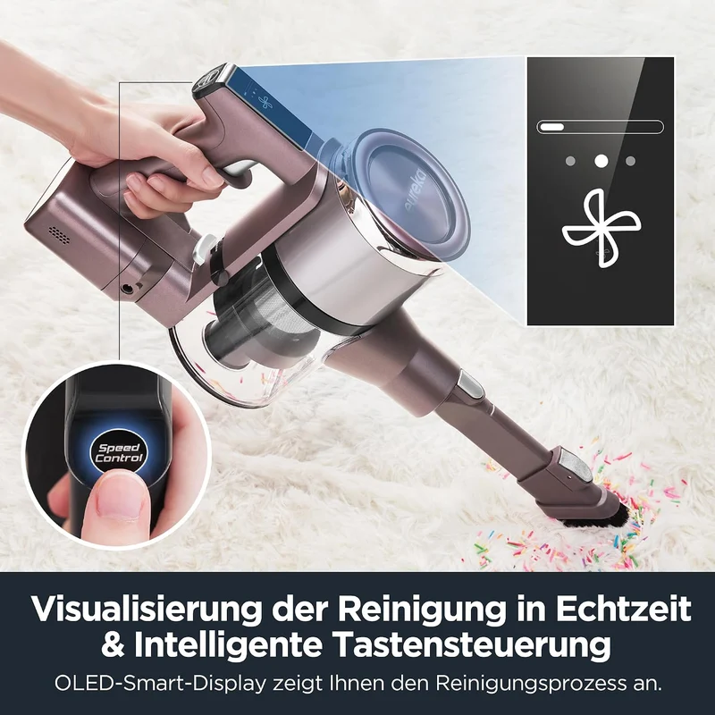 Eureka AK10 Pro Leichter Akku Staubsauger, 29000pa Kabelloser Staubsauger Leistungsstarker 60min Lau