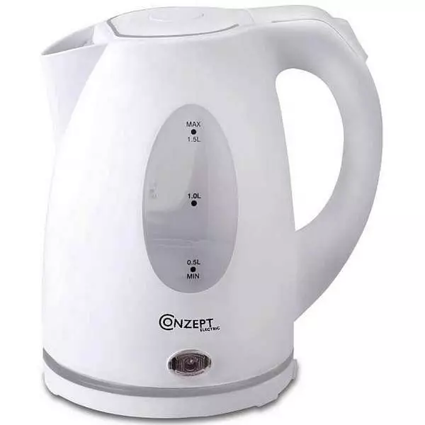 Conzept Wasserkocher, weiß, 1,5 l, verdecktes Heizelement, 2000 W
