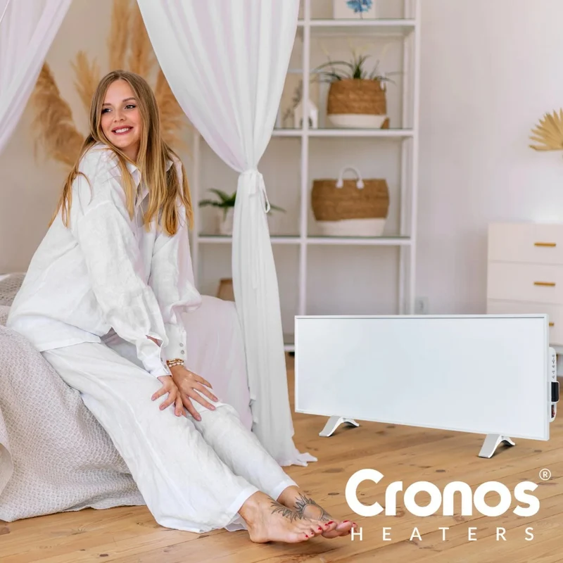 Cronos infrared heater, 330W, white, allergy friendly, ultra-thin, matte surface, heats an area up to 12m2, Synthelith PRO CRP-330TWP White