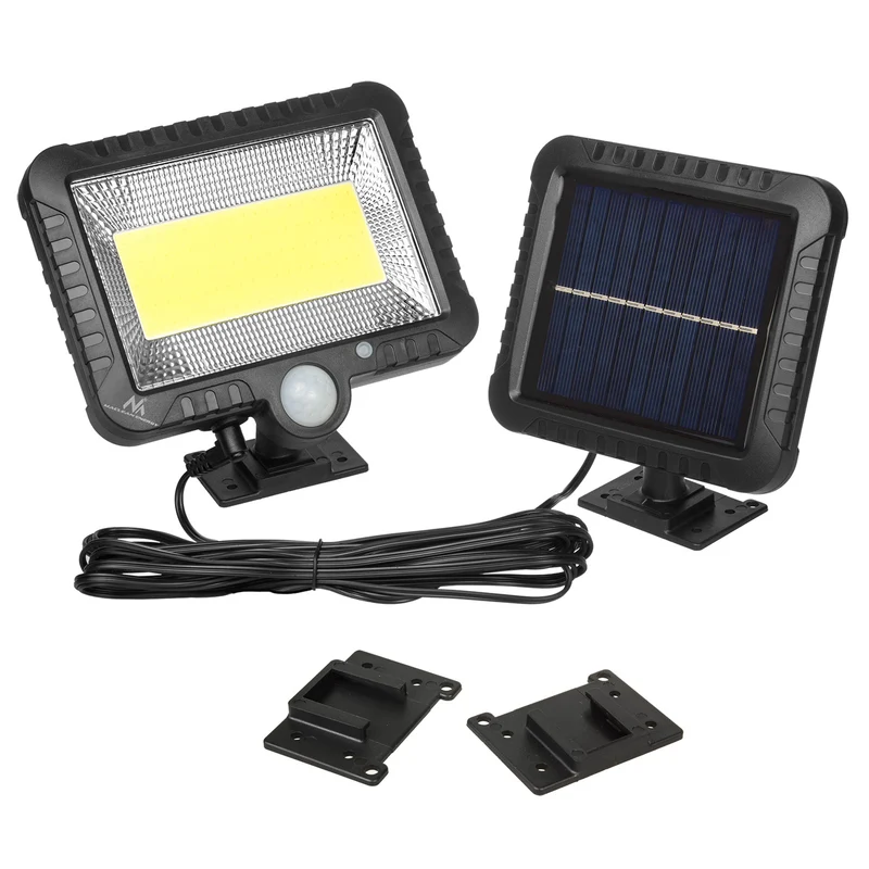 Solar LED floodlight with Maclean motion sensor, IP44, 5W, 400lm, 6000K, 1300 mAh lithium battery, 5.5V DC MCE438, 4 pieces