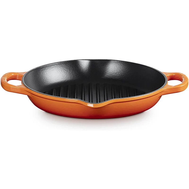 Le Creuset Grillpfanne Signature rund mit zwei Griffen Ofenrot
