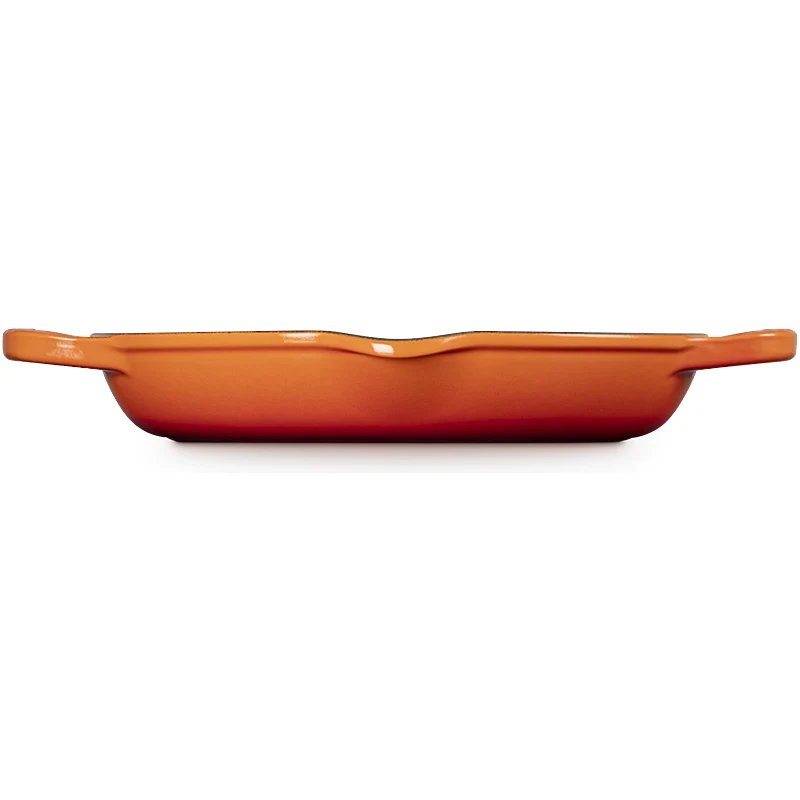 Le Creuset Grillpfanne Signature rund mit zwei Griffen Ofenrot