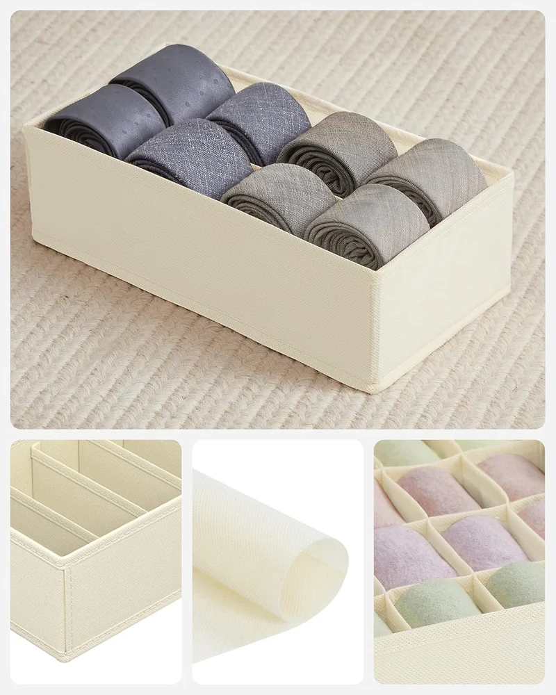 SONGMICS Unterwäsche-Organizer 4er Set, Schubladen-Organizer, faltbar, Ordnungssystem Kleiderschrank