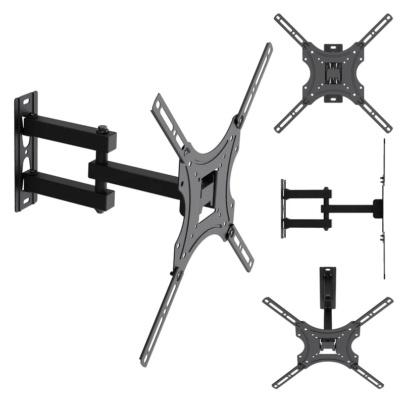 Maclean TV Mount / Bracket, max VESA 400x400, 32-55", up to 25 kg, black, tilt adjustment 0°–-15° and swivel adjustment +90°–-90°, MC-190