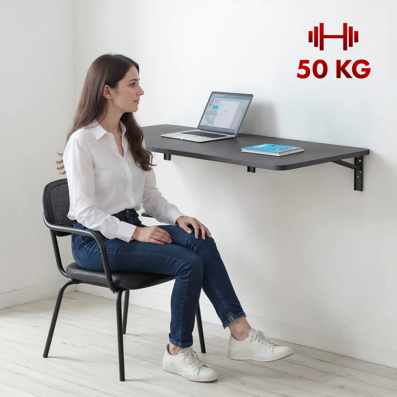 Maclean folding shelf/top, black, 100x40 cm, max 50 kg, MC-128 B