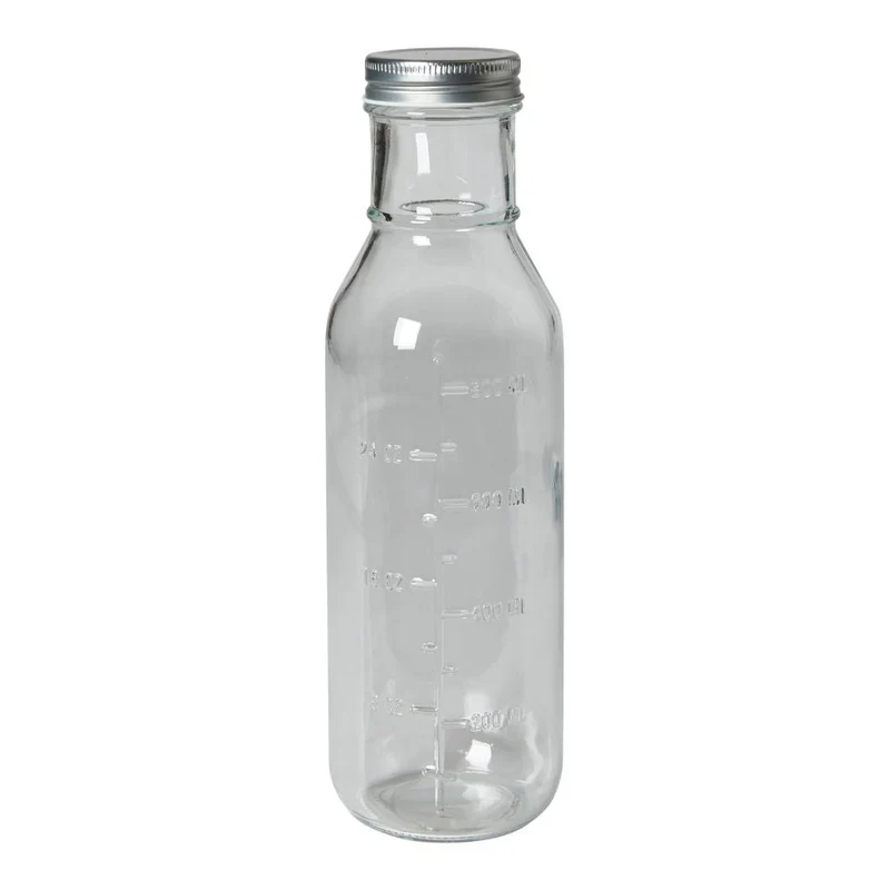 Glasflasche mit Metalldeckel Ø8,2x28 cm klar