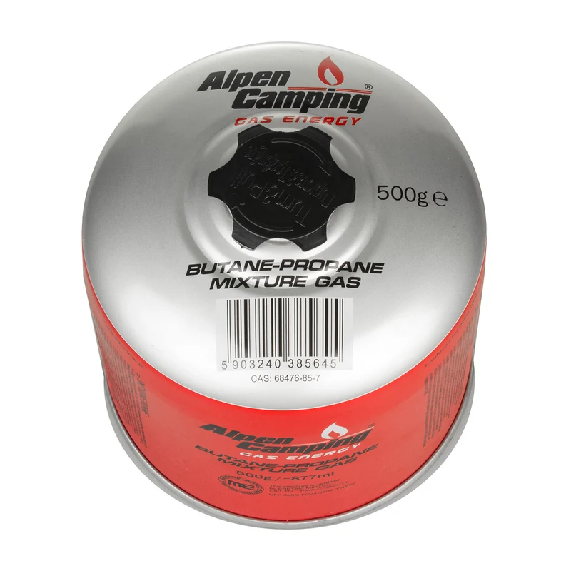 Alpen Camping 2x 500g Gas Cartridge Propane-butane, Range -10°c to+ 40°c, 7/16" Valve IK008