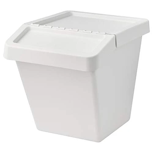 SORTERA Müllsortierbehälter mit Deckel weiss 60 l 41x55x45 cm für Zuhause & Büro Recycling Mülleimer