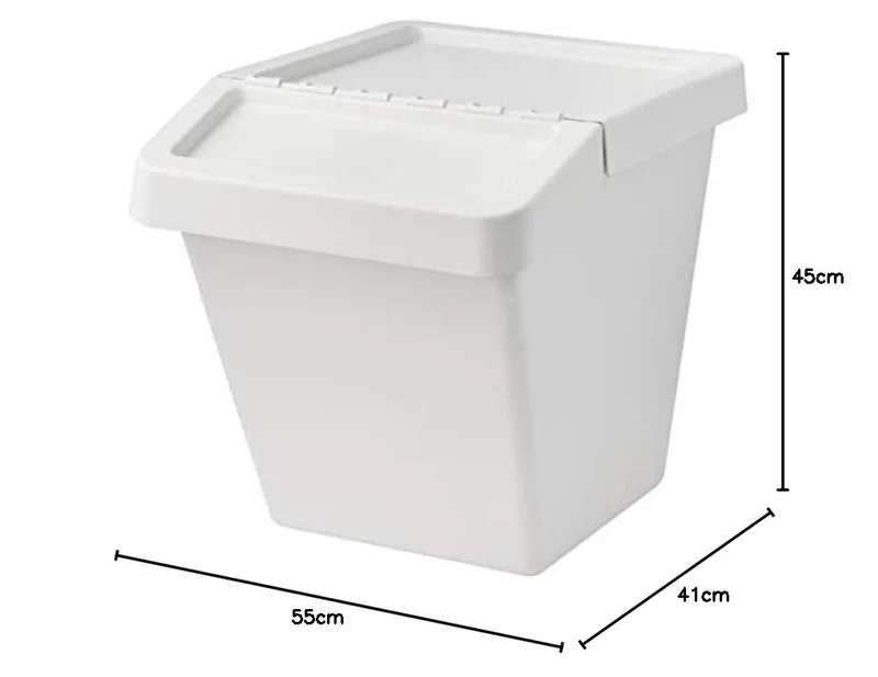 SORTERA Müllsortierbehälter mit Deckel weiss 60 l 41x55x45 cm für Zuhause & Büro Recycling Mülleimer