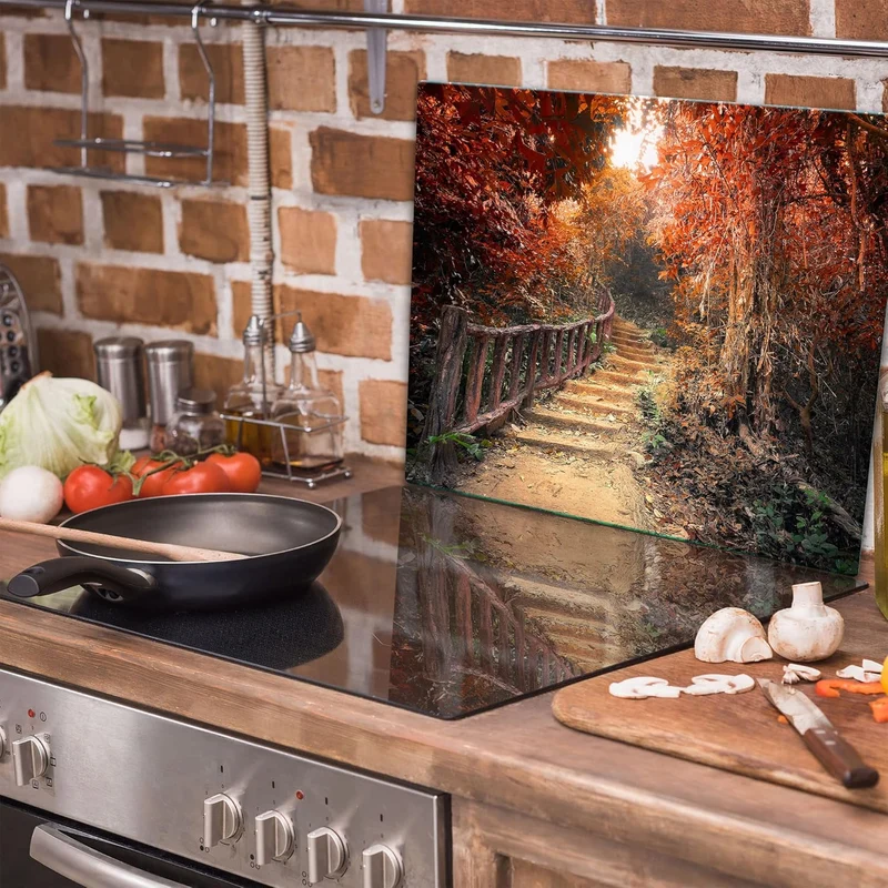 TMK ArtDeko Herdabdeckplatte 1 Teilig 60x52 cm - Spritzschutz Herdabdeckung – Herdschutz aus Sicherh