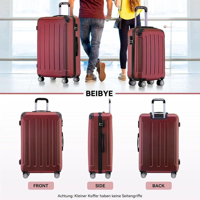 BEIBYE- Hartschalenkoffer Koffer Trolley Rollkoffer Reisekoffer Zahlenschloss 4 Zwilings-Rollen (Bur