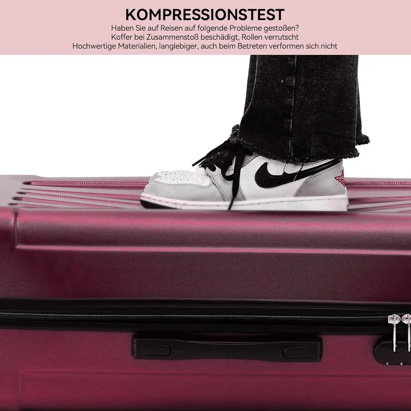 BEIBYE- Hartschalenkoffer Koffer Trolley Rollkoffer Reisekoffer Zahlenschloss 4 Zwilings-Rollen (Bur