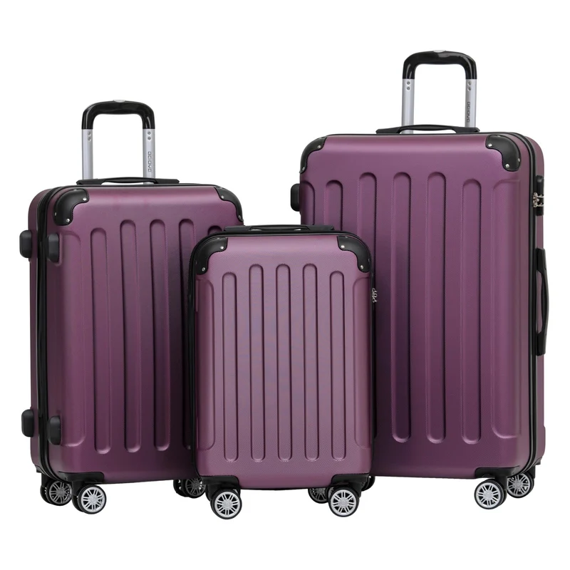 BEIBYE- Hartschalenkoffer Koffer Trolley Rollkoffer Reisekoffer Zahlenschloss 4 Zwilings-Rollen (Vio