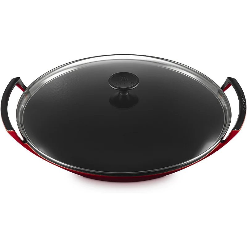 Le Creuset Wok mit Glasdeckel 36 cm Kirschrot