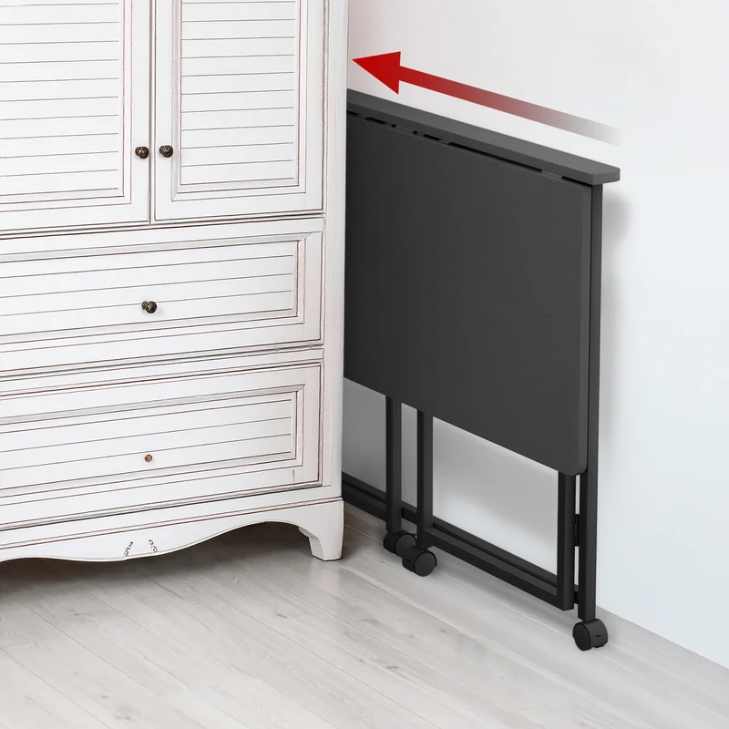 Maclean folding table desk, black, mobile, top 100x50cm, max. 50kg, MC-1250 B