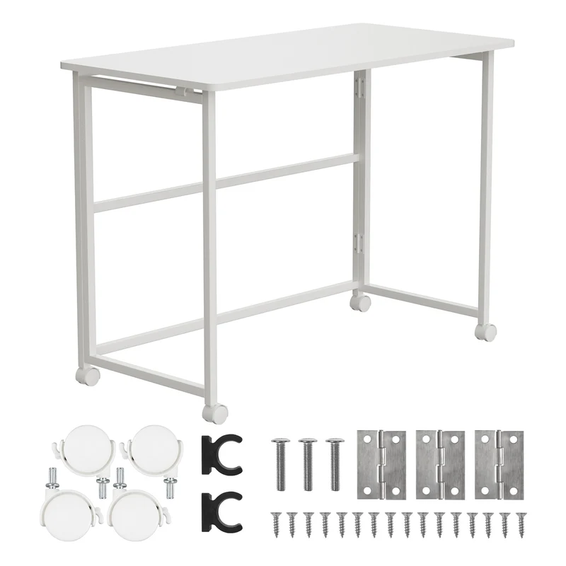Maclean folding table desk, white, mobile, top 100x50cm, max. 50kg, MC-1250 W