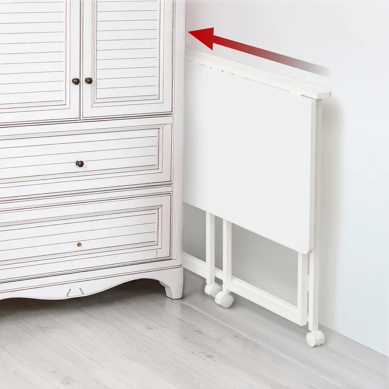 Maclean folding table desk, white, mobile, top 100x50cm, max. 50kg, MC-1250 W