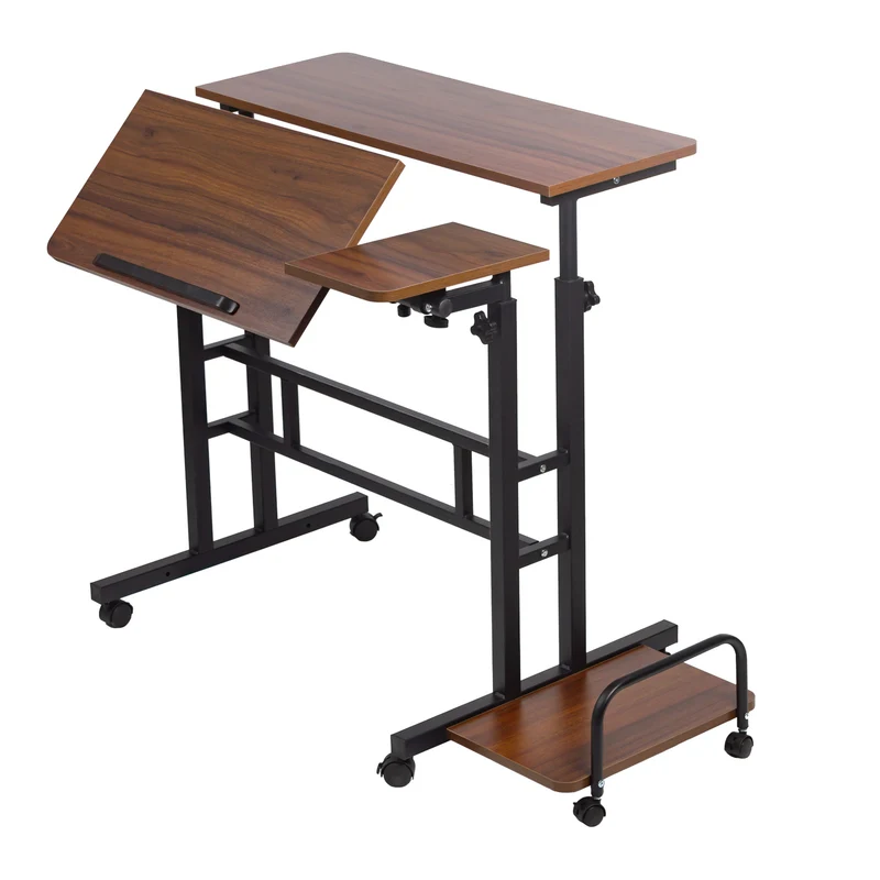 Maclean mobile laptop table desk, black, top 80x60cm, 50kg max, height adjustment 67-115 cm, MC-124 B