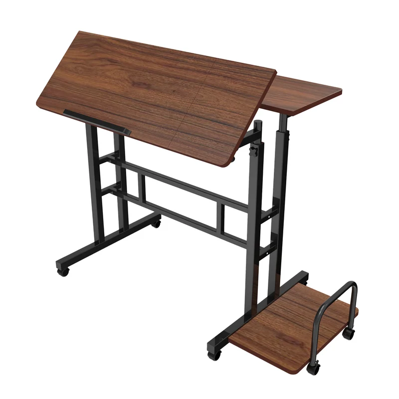 Maclean mobile laptop table desk, black, top 80x60cm, 50kg max, height adjustment 67-115 cm, MC-124 B