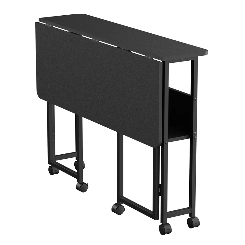 Maclean folding table desk, black, mobile, top 100x58cm, max. 50kg, MC-126 B