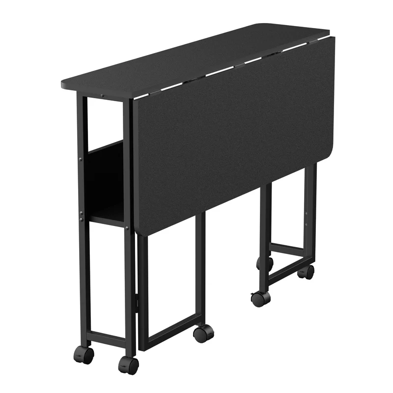 Maclean folding table desk, black, mobile, top 100x58cm, max. 50kg, MC-126 B