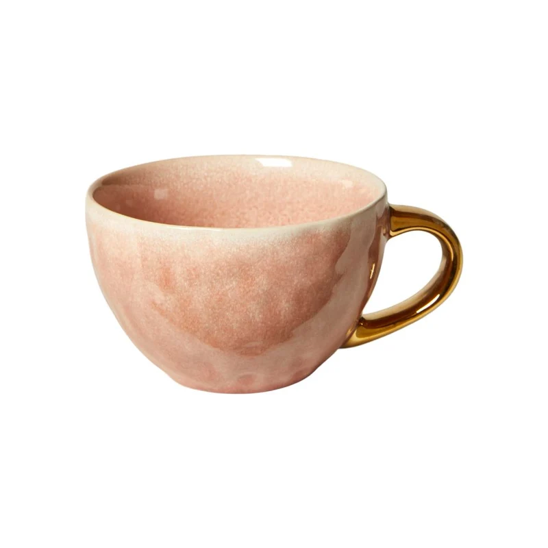Tasse in Rosa mit goldfarbenem Henkel – D10,2x9,2 cm