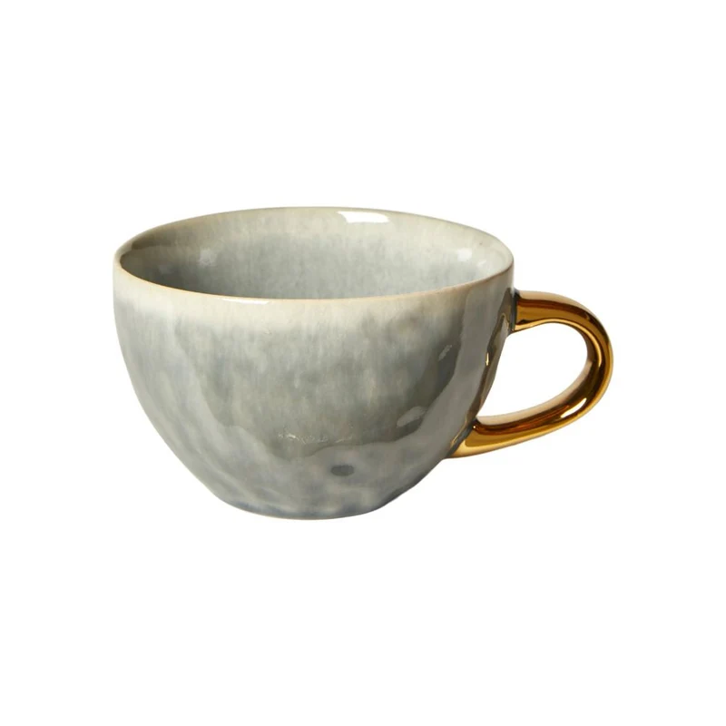 Tasse in Hellblau mit goldfarbenem Henkel – D10,2x9,2 cm
