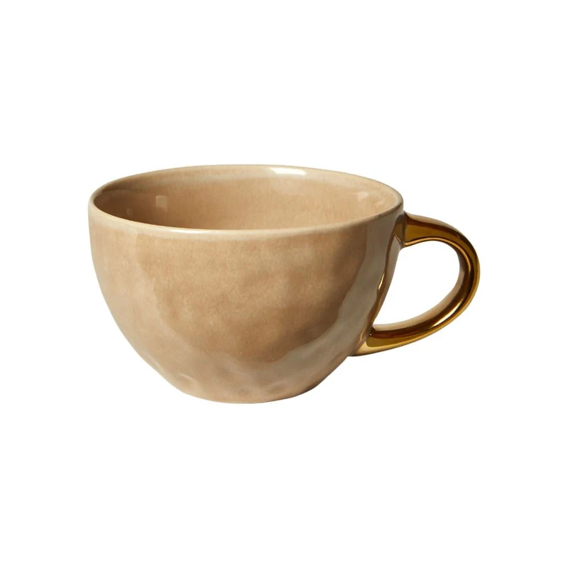 Tasse in Beige mit goldfarbenem Henkel – D10,2x9,2 cm