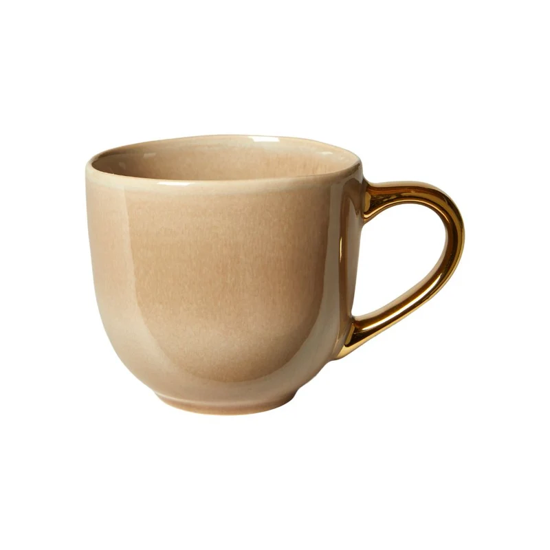Tasse in Beige mit goldfarbenem Henkel – D11x7 cm