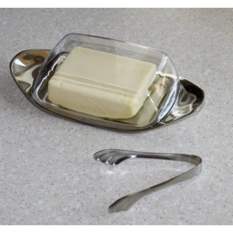 Stainless Steel Butter Dish with Tong