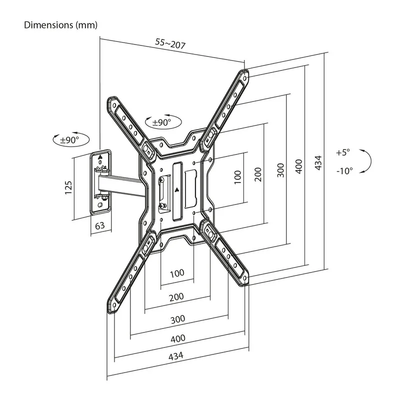 Maclean TV or Monitor Mount / Bracket, max. 23–65", max. load 30 kg, universal, max. VESA 400x400, MC-758 N