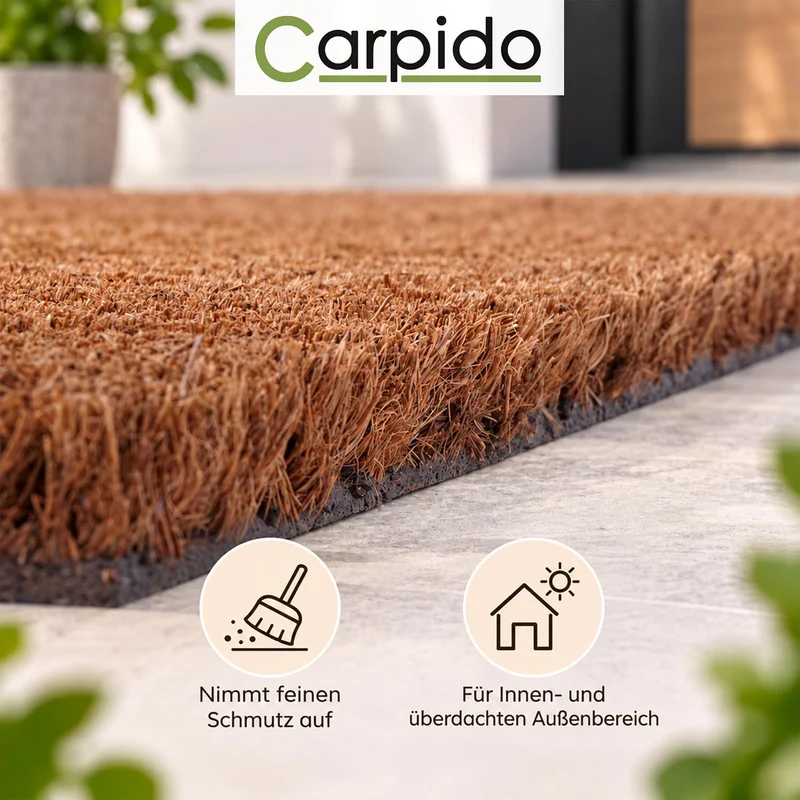 Fussmatte Kokos 140x100 cm schnittfest - 24mm Kokosmatte Natur, antibakteriell und extrem strapazier
