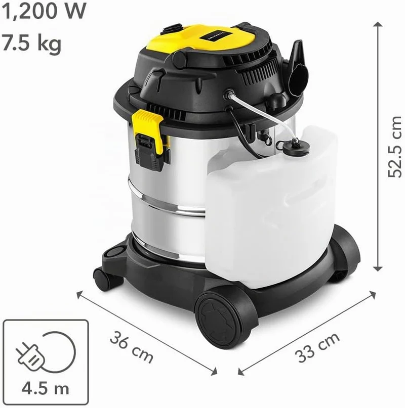 TROTEC Waschsauger, Nass- und Trockensauger VC 1200W Staubsauger 4-in-1 Mehrzwecksauger mit Waschsau