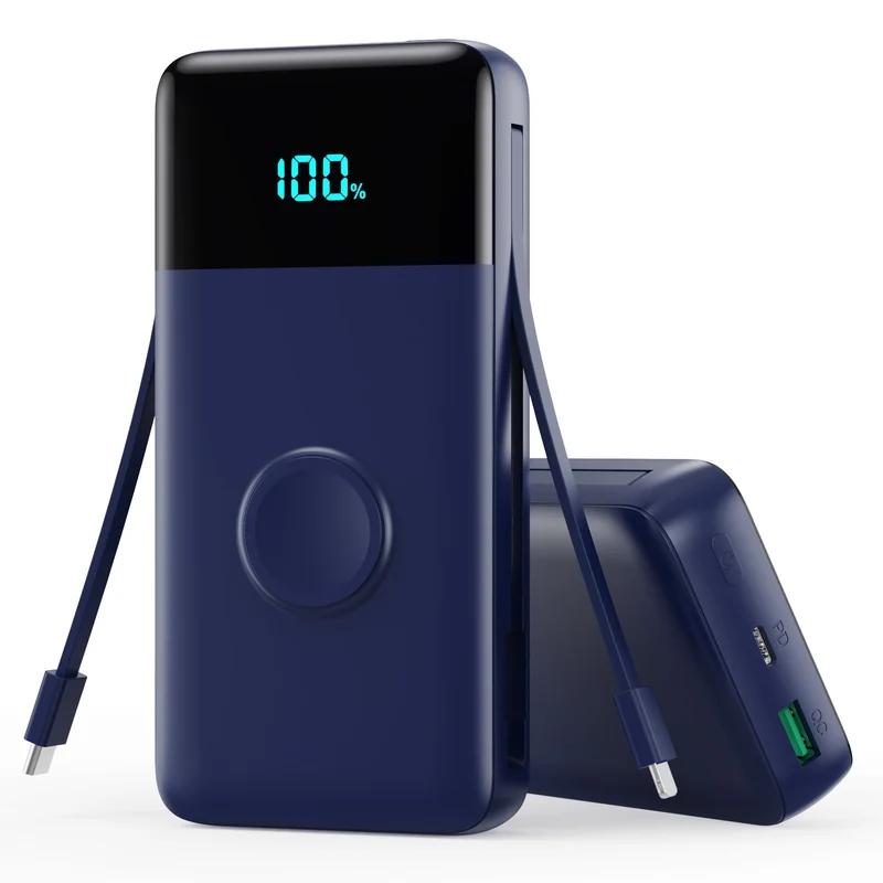 Power Bank 26800mAh mit i-Watch Ladegerät, 25W PD+QC4.0 Powerbank mit 2 Kabel Schnelles Aufladen USB
