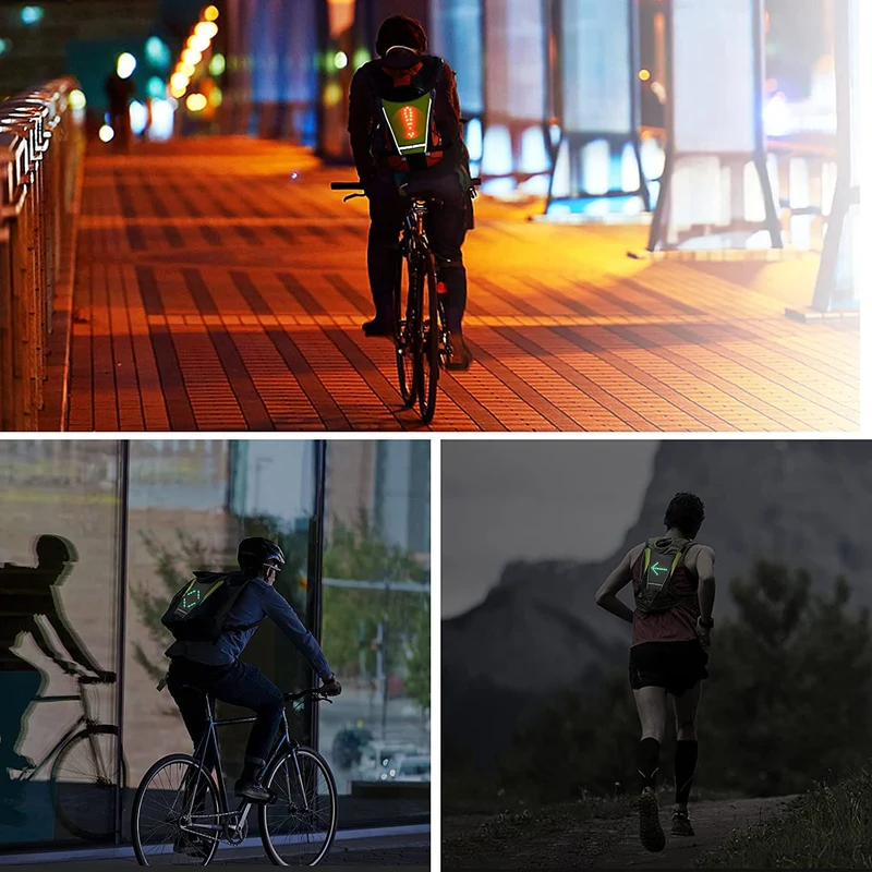 Backpack with LED signal light, remote control, waterproof: remote control IPx5, backpack IPX2 + MC-825 sports headband for phone