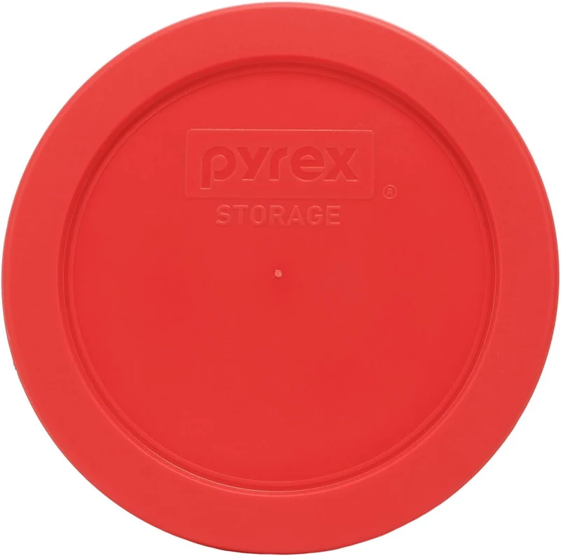 Pyrex 7200-PC Red 2 Cup Round Plastic Storage Lid - 2 Pack, 2