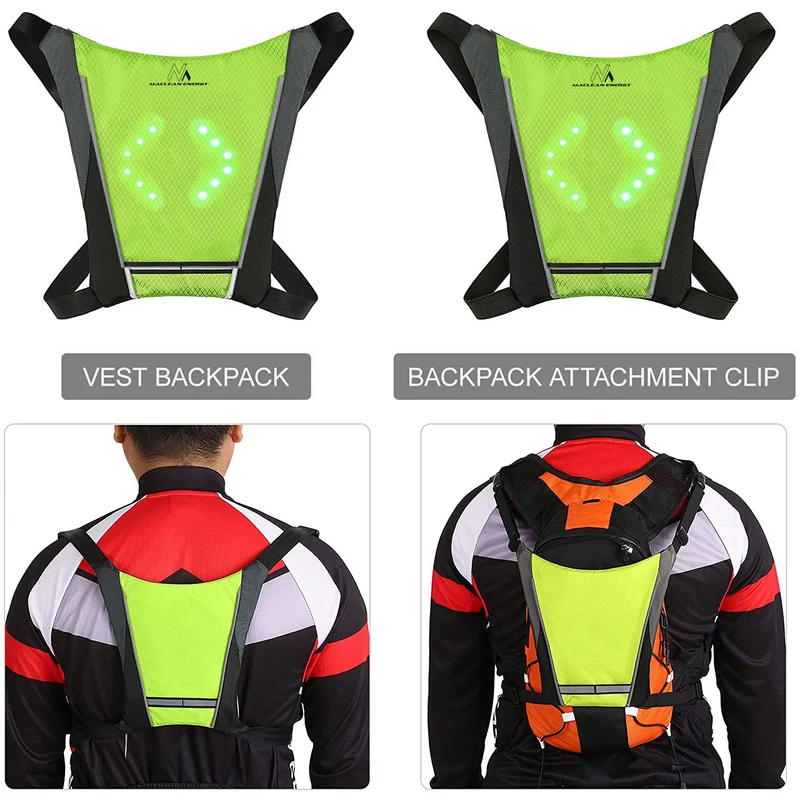 Backpack with LED signal light, remote control, water resistance: remote control IPx5, backpack IPX2 + Maclean sports phone harness, universal, MC-446