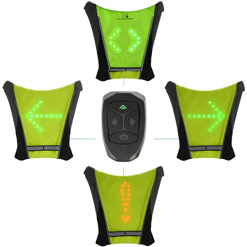 Backpack with LED signal light, remote control, water resistance: remote control IPx5, backpack IPX2 + Maclean sports phone harness, universal, MC-446