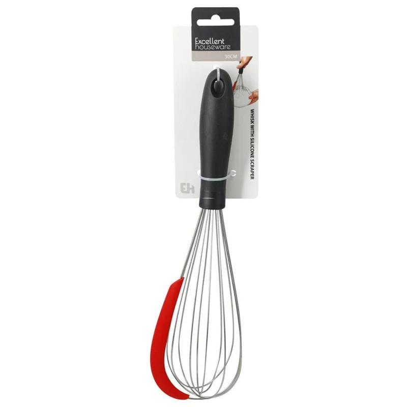 Schneebesen 30 cm - mit Silikongriff und Schaber