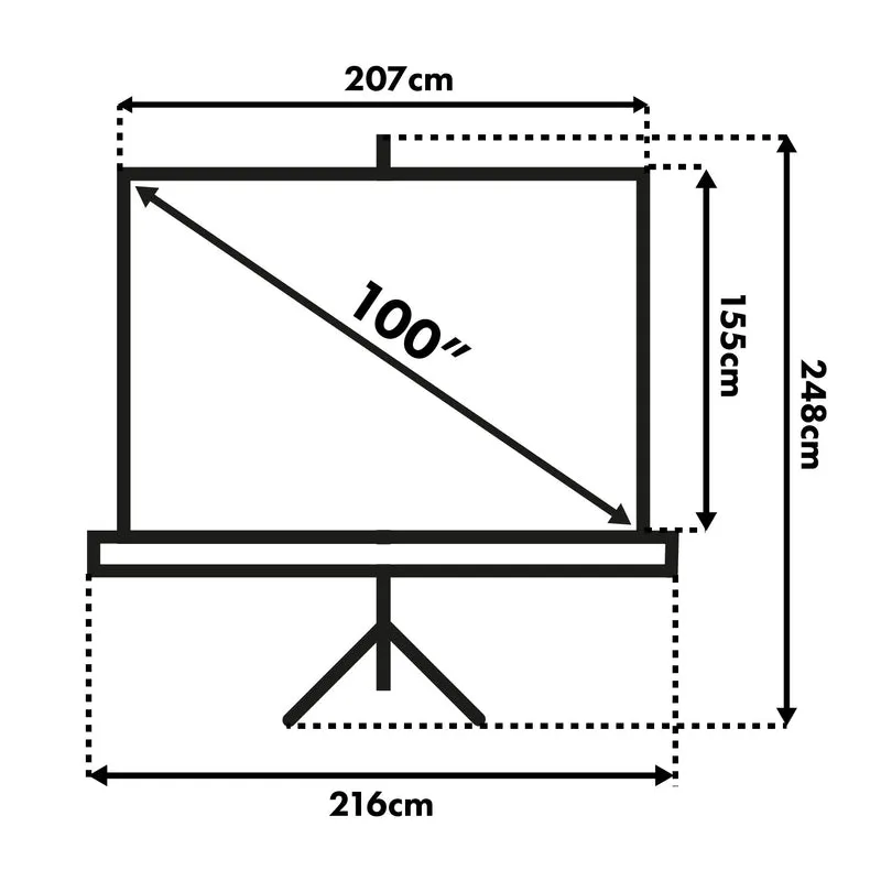 Maclean projection screen, diagonal 100 inches, 200x150 cm, on a stand, 4:3 format, MC-595