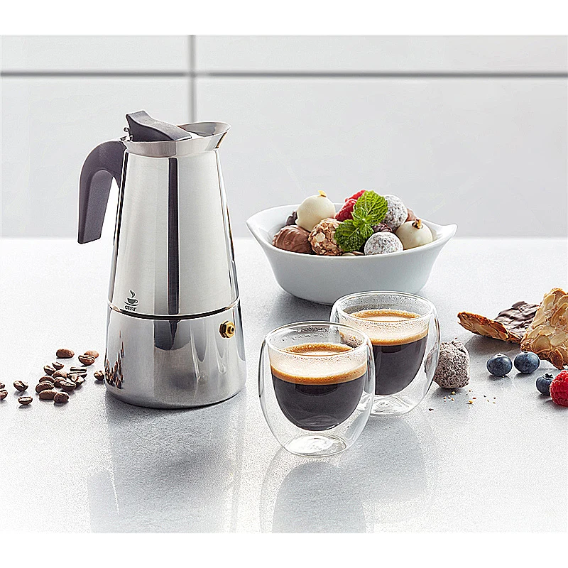 GEFU Set: Espressokocher EMILIO + 2 Espressogläser 00108