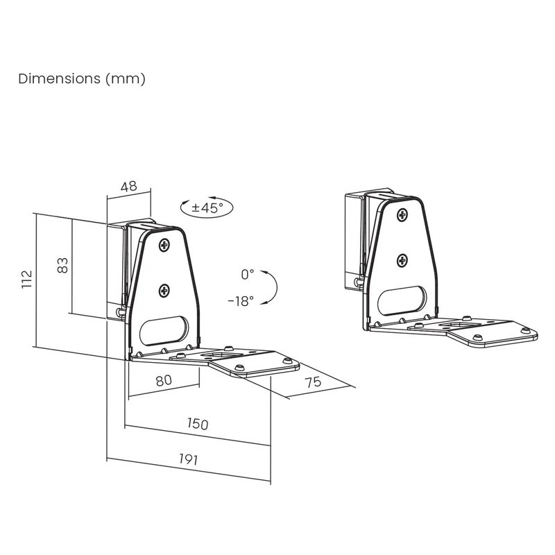 Maclean MC-996 Wall Mounts compatible with Sonos® ERA 300 Speakers Wall Holders