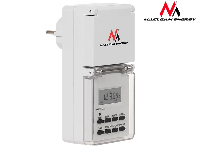 Maclean MCE08 external digital timer, random function, 10 programs, max 156 programs, 3600 W.