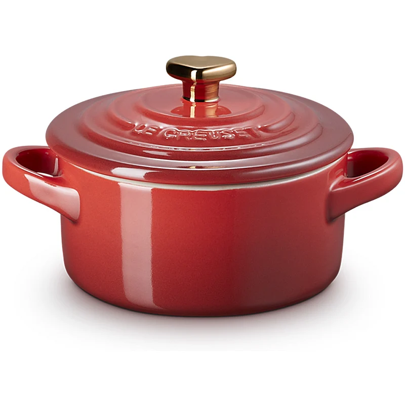Le Creuset Mini Cocotte 10 cm Kirschrot mit Herzknopf